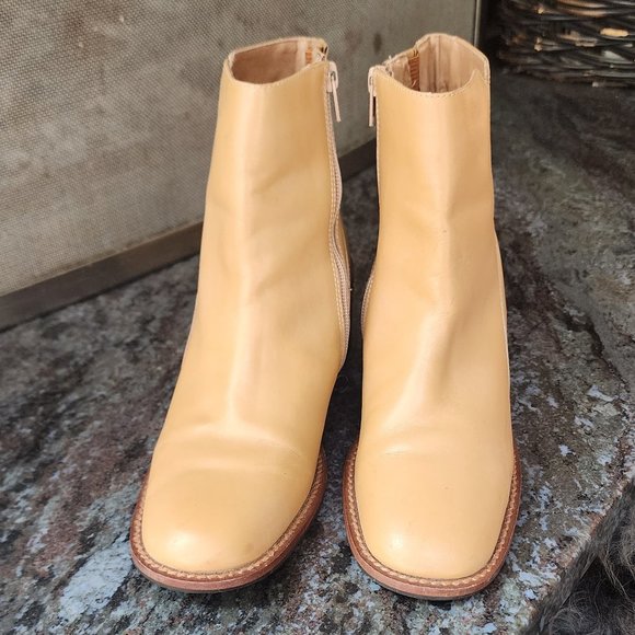 Yellow Leather Ankle Boots - Picture 5 of 14